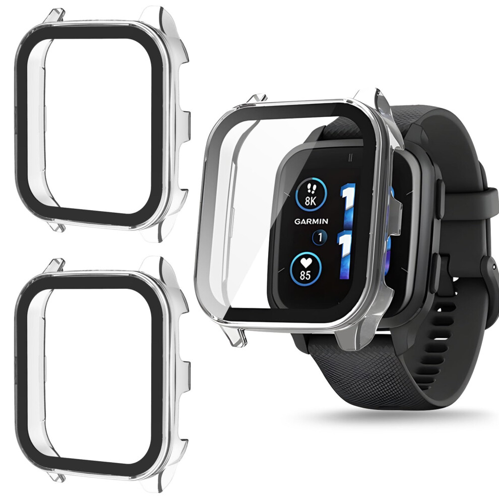 2 Pack Full Coverage Case With Tempered Glass Screen Protector Clear For Garmin Venu Sq 2 And Sq 2 Music 9187378962725