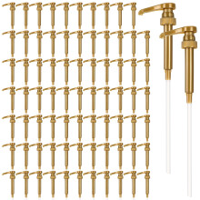 50 Pcs Gold Coffee Syrup Pump Set for 750ml Bottles with LeakProof Lock and Portion Control