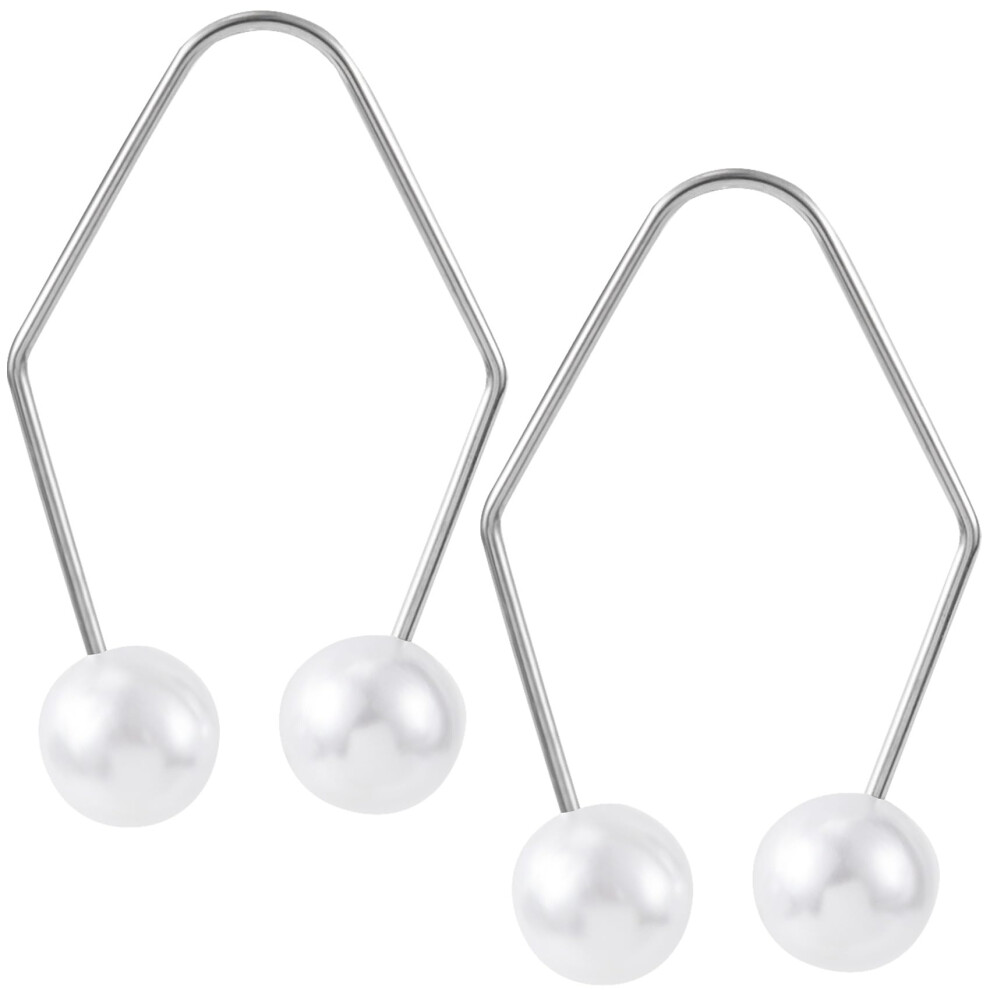 White 2Pcs Natural Dimple Maker For Cheeks Metal Facial Muscle Trainer For Beautiful Smile