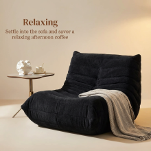 Canapé une place avec dossier, livré monté, design ergonomique, mousse haute densité (80 100 72 cm, noir)