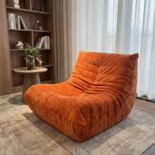 Einzelsofa mit Hocker für Erwachsene, Memory-Schaum, Kaminhocker, ergonomisches Design (80  100  72 cm, orangefarbenes Chenille-Leinen)