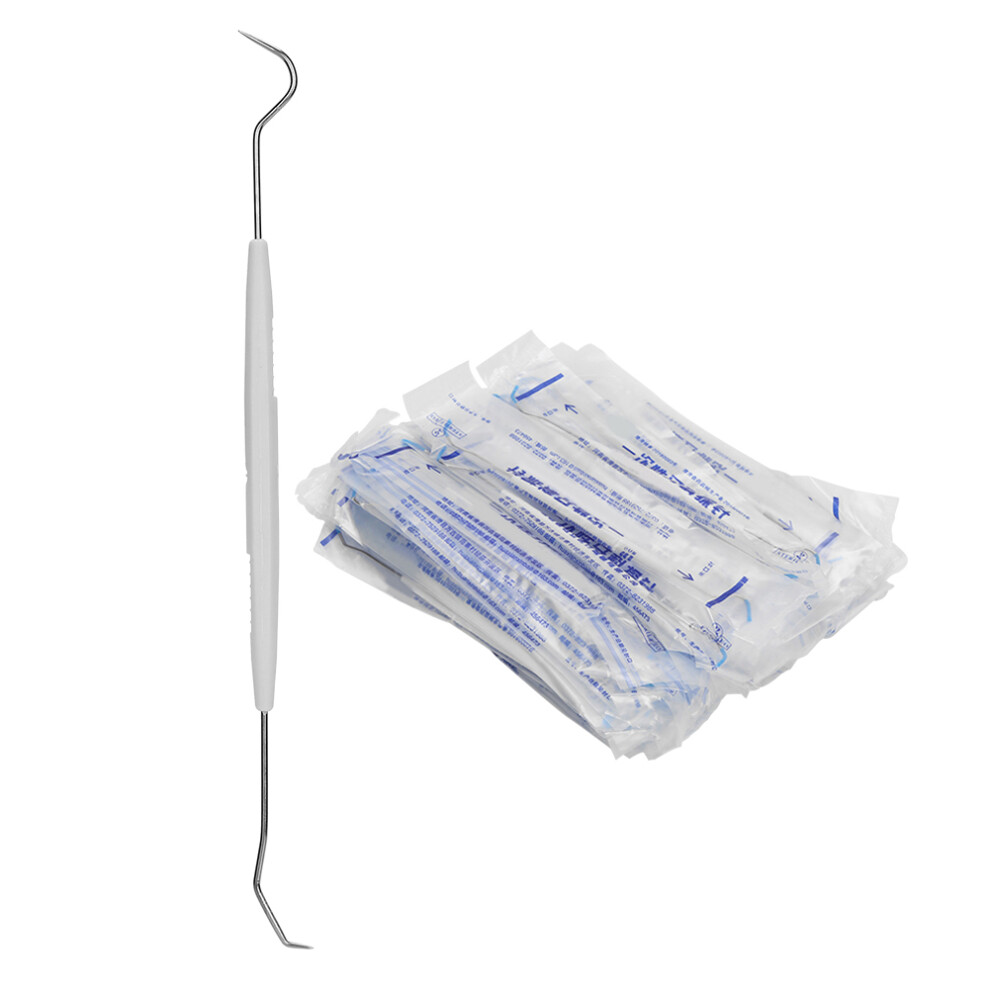 Dental Explorer Set 100pcs Disposable Double Ends Probe Hook Pick Tool
