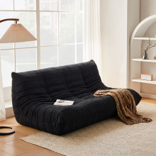 Schwarzes Dreisitzer-Sofa, bezogen mit Cord-Samt, ergonomisches Design, Belastbarkeit 350 kg, keine Montage erforderlich (160  100  72 cm)