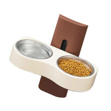 (3) Cats Feeding Watering Bowl Double Bowl Dogs Bowl with Wall Mounted Cats Food Bowl for Water Food Height Adjustable Multicolor