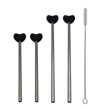 (D) Unique and Eye catching Heart shaped Drink Straw Metal Sipping Straw Multifunctional Drink Tube Lip Health Sipper Multicolor