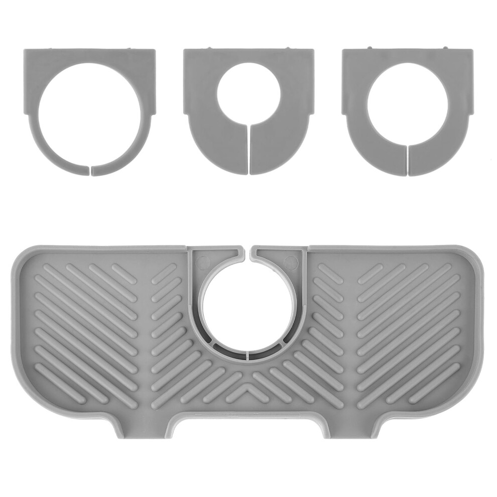 Kitchen Sink Splash Guard Silicone Faucet Drip Catcher Mat With Drainage Keeps Countertop Dry Gray 9199774723374