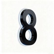 Modern LED House Numbers with Soft White Backlight, Weatherproof Matte Black Address Sign 8.6inch