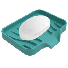 (Green) Silicone Soap Dish Sink Draining Rack Soap Holder Rack Antislips Soap Box Tray Drainable Bathroom Decorations for Hotel  White
