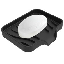 (Black) Silicone Soap Dish Sink Draining Rack Soap Holder Rack Antislips Soap Box Tray Drainable Bathroom Decorations for Hotel  White