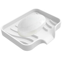 (White) Silicone Soap Dish Sink Draining Rack Soap Holder Rack Antislips Soap Box Tray Drainable Bathroom Decorations for Hotel  White