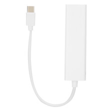 3-Port USB 2.0 & 10/100Mbps Ethernet Hub, Type-C, White