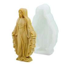 (D408) 3D Virgins Candle Silicone Mold Cross Resins Molds DIY Aromatherapy Candle Making Gypsum Mold for Religious Enthusiasts Multicolor