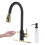 Touchless Kitchen Faucet with Pull Down Sprayer, Motion Sensor, Soap Dispenser, Black and Gold 1