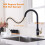 Touchless Kitchen Faucet with Pull Down Sprayer, Motion Sensor, Soap Dispenser, Black and Gold 4