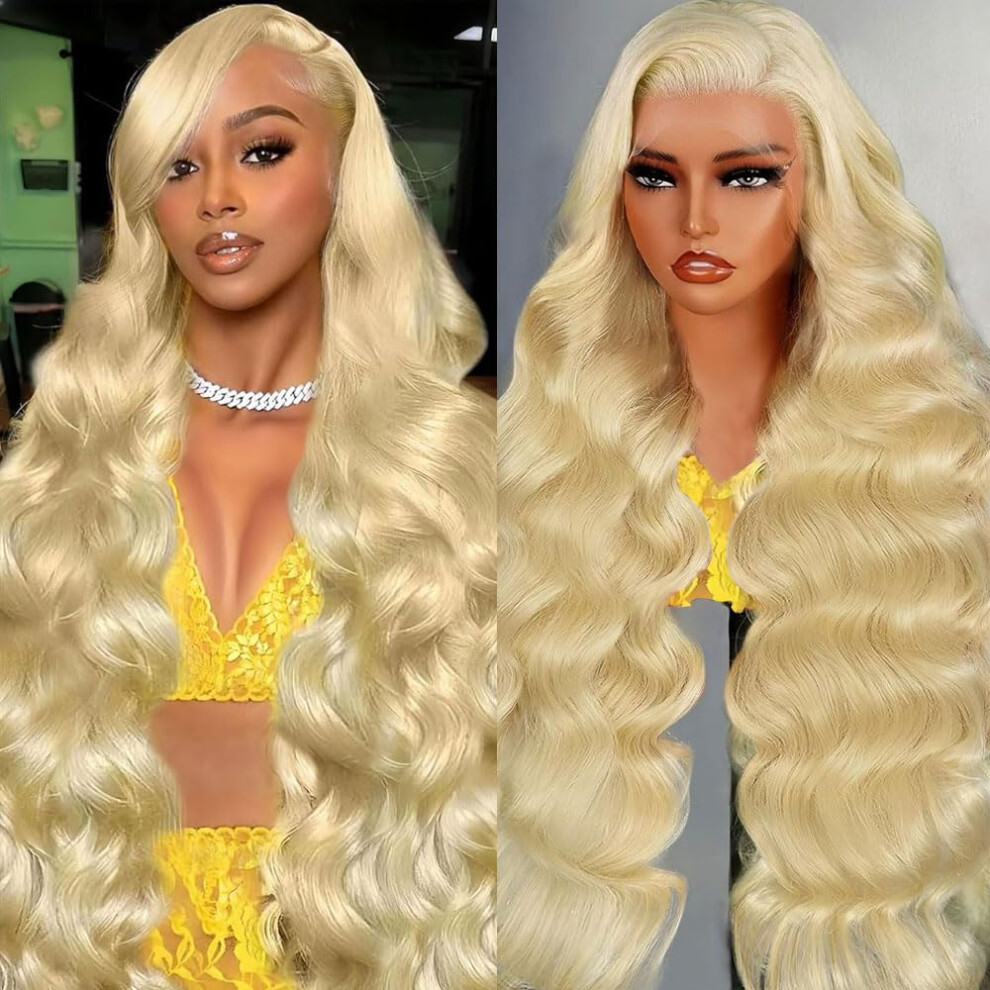 30 Inch 613 Lace Front Wig Human Hair 13x6 Blonde Body Wave 200 Density HD Frontal Seamless Hairline