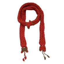 (Red) Women Skinny Scarf Knit Thin Knit Belt Long Tie Scarf Bag Handle Wrap Choker Elegant Scarf Decoration Red