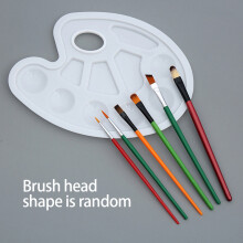 Art Painting Kit: 6 Paint Brushes & 10-Well Plastic Palette for Various Mediums
