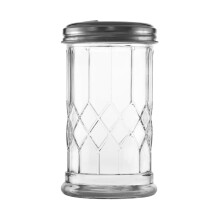 Glass Sugar Dispenser 12oz with Stainless Steel Flip Lid for Baking, Cooking and Spice Pouring