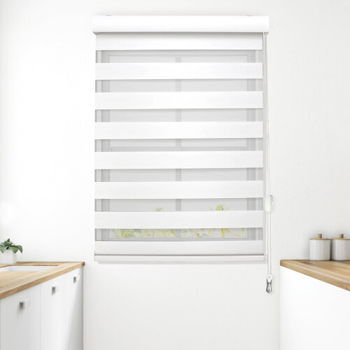 Zebra Blinds Dual Layer Roller Shades for Day and Night Light Control 20x72 White
