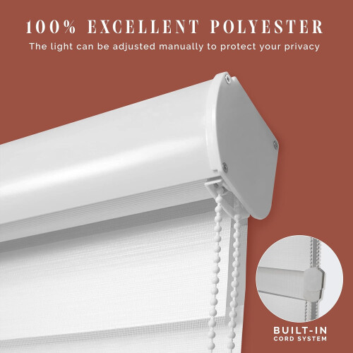 Zebra Blinds Dual Layer Roller Shades for Day and Night Light Control 20x72 White 2