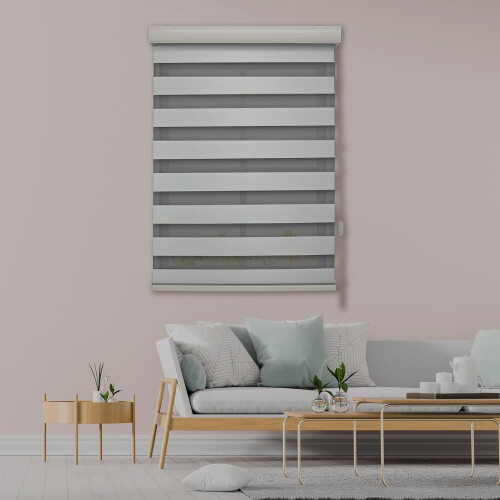Zebra Blinds Dual Layer Roller Shades for Day and Night Light Control 20x72 White 1