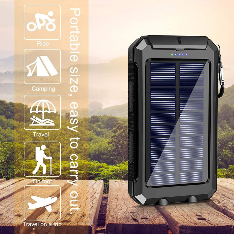 20000Mah Solar Power Bank With Dual Usb, Led & Compass Light 7891376612644