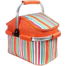 20L Insulated Folding Picnic Cooler Basket Tote Lunch Bag for Camping Hiking Beach BBQs Outdoor Picnic (Orange)