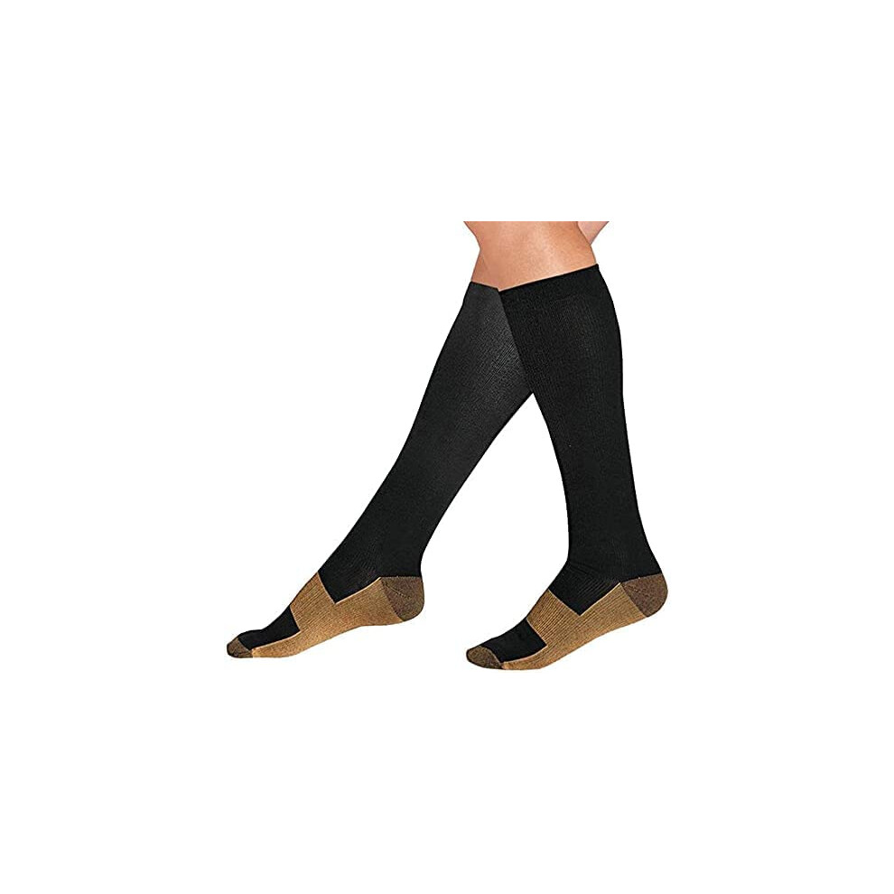 Black Antifatigue Compression Socks For Travel Unisex Flight Antiswelling Dvt Support 2 Pairs L/Xl