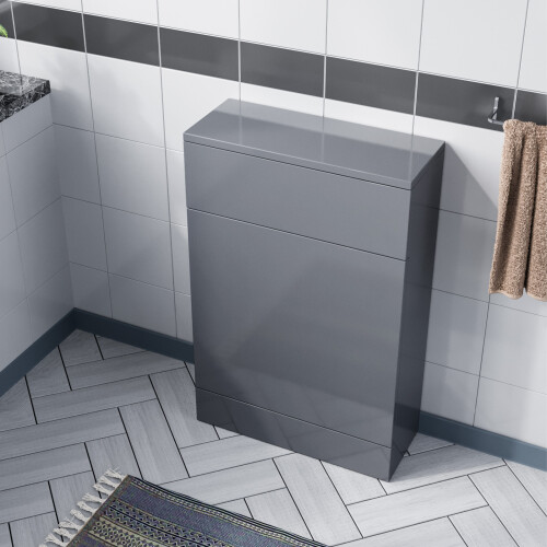 NES Home Nes Home Grey 500mm Freestanding Back To Wall WC Unit Bathroom Flat Pack 1