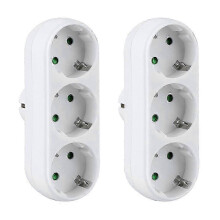 2 Stk 3-Fach Steckdosenadapter, 3-fach Mehrfachstecker Mehrfachsteckdose Verteiler Steckdosen 16A/250V