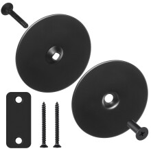 Black Door Hole Cover Plate Set with Screws, Stainless Steel Strike Filler for Home Security