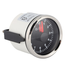 2in Car Boat Yacht Hourmeter & Clock Red Backlight 12V/24V Black Dial Gauge