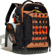 Heavy Duty Tool Backpack for Electricians with Molded Base, Laptop Compartment and 41 Pockets