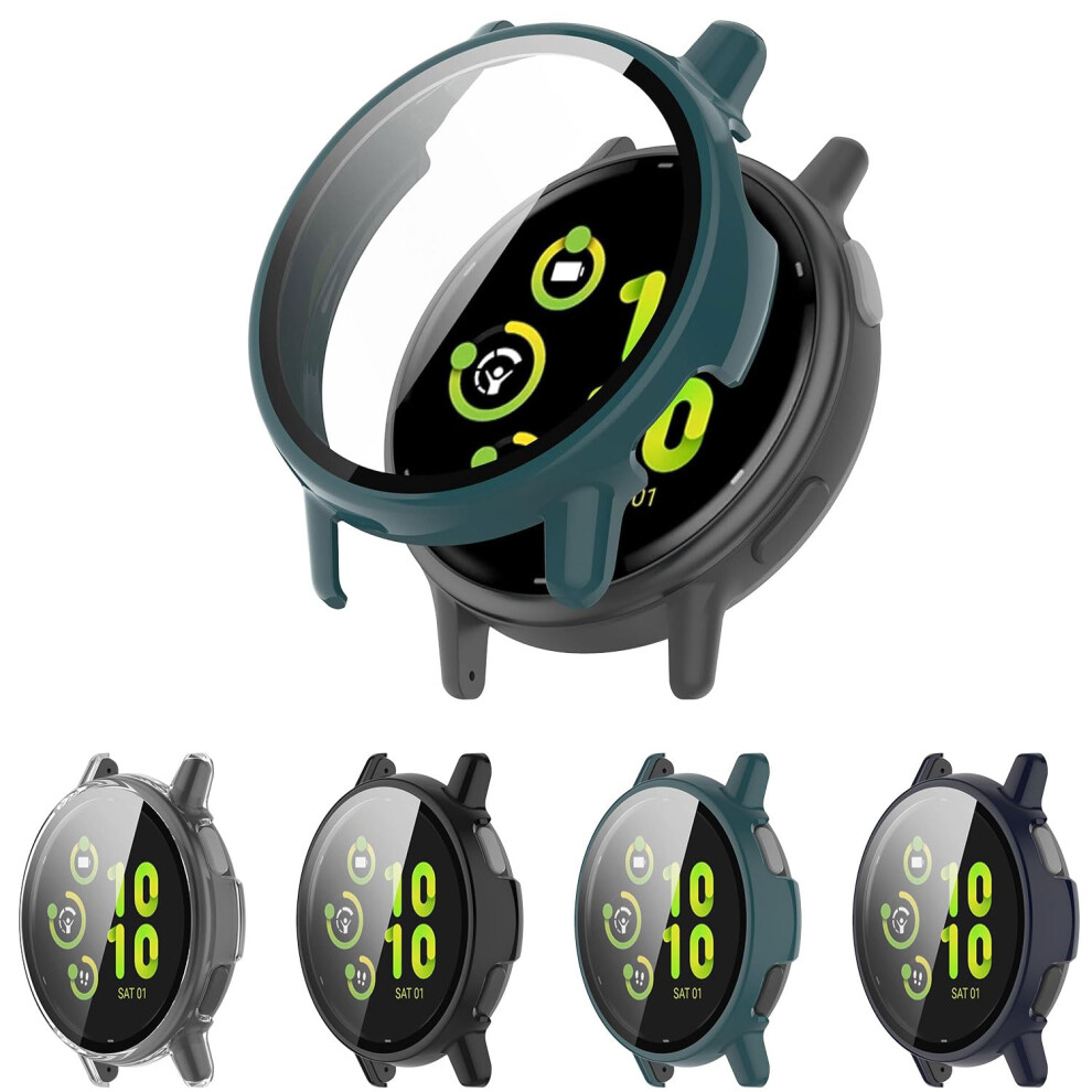 Case For Garmin Vivoactive 5 With Tempered Glass Screen Protector, 4Pack Full Coverage Pc Bumper, Green Blue Black Clear Blue,Green,Black 9094768969694