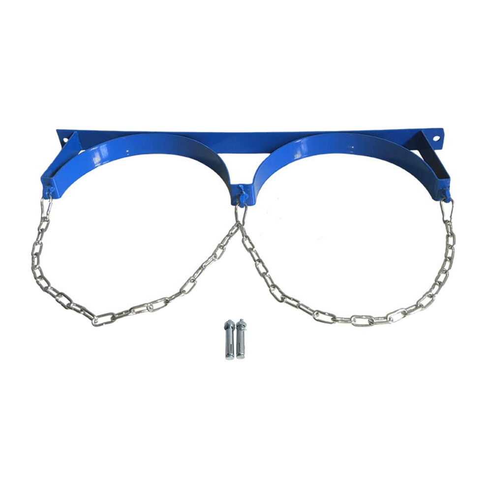 Gas Cylinder Wall Mount Bracket With Safety Chain For 8L40l Tanks, Heavy Duty Double Blue 9094768969717
