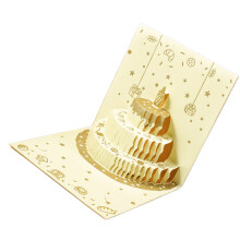 3D Cake Birthday Card Happy Birthday-Starry golden cake r