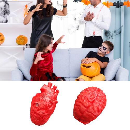 Silicone Heart Brains Models Squeeze Toy For Horror-Style B 1
