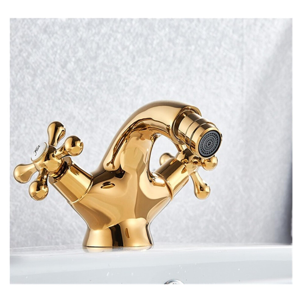 Antique Brass Bathroom Faucet Dual Handle 360 Swivel Spout Golden Basin Mixer Tap Leakresistant 9199774726580