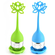2Pcs Silicone Tea Infuser Set with Stainless Steel Mesh, Reusable Loose Leaf Tea Steeper Green Blue