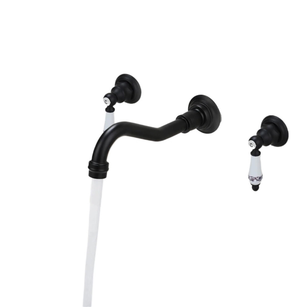 Antique Brass Wall Mount Bathroom Faucet With Double Handles And Corrosionresistant Finish 9094768970560