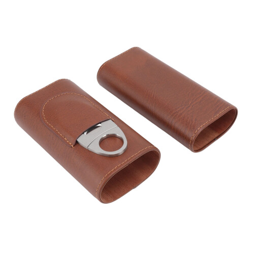 Elegant Cigar Companion, Δερμάτινη Θήκη Πούρων Ταξιδιού με Υγραντήρα Επενδυμένο με Κέδρο, 2