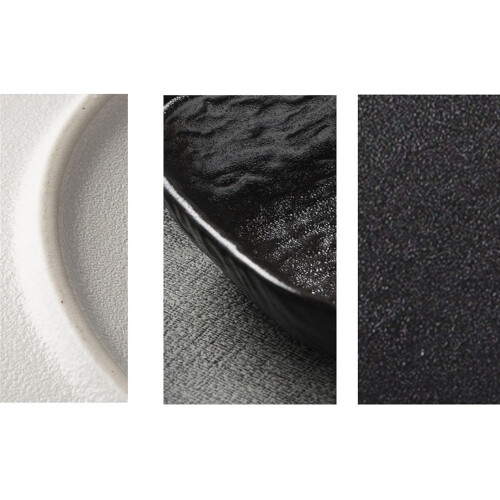 Elegant Stone Pattern Ceramic Tableware Set with Stackable Dip Bowls for Appetizers, Black 1