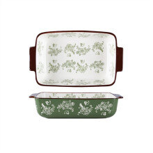 Large Ceramic Baking Dish with Double Ear Handles, 2000ml Oven Safe Serving Tray