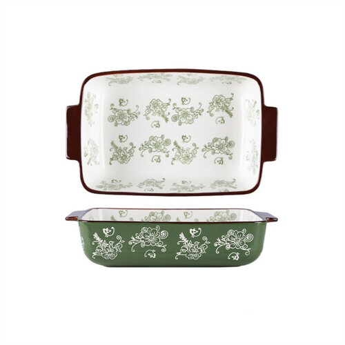 Large Ceramic Baking Dish with Double Ear Handles, 2000ml Oven Safe Serving Tray