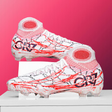 (305C-baihong, 38) Professional breathable football shoes FG/AG long nail artificial grass suitable for training and competition on the field