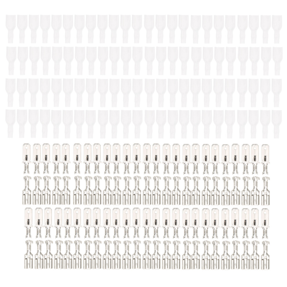 Electric Spade Terminals Kit 200Pcs 6.3Mm With Clear Insulating Sleeves 8721382610893