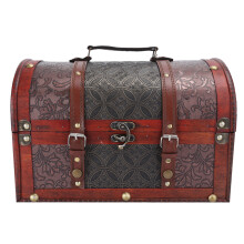 Vintage Wooden Box Pirate Treasure Chest Home Decoration Multipurpose Decorative Box Functional Decoration Retro Design Wooden Storage Box Gift Idea