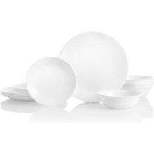 Corelle Vitrelle 18-Piece Service for 6 Dinnerware Set Triple Layer Glass and Chip Resistant, Light