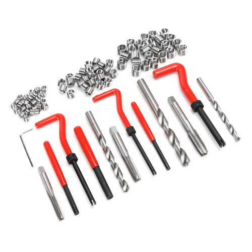Re-thread Tool Full Set for Engine Maintenance, Wire Thread Inserts with Insert Installations and Twist Drill Bits, Thread Repair Kit for Mechanical 2