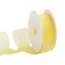1Inchx11Yd Sheer Organza Ribbon for Christmas Wedding-Yellow